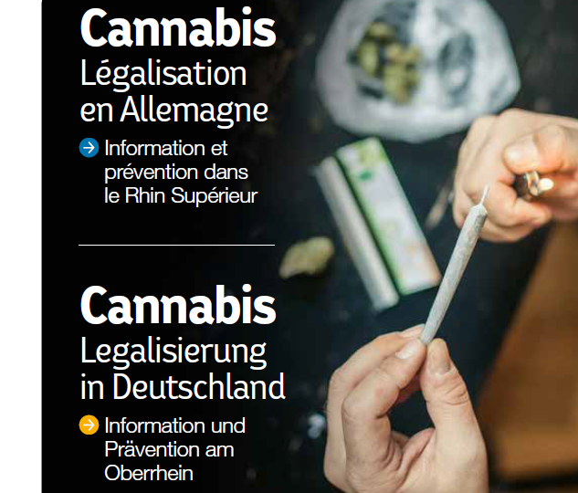 Miniature de la brochure sur la légalisation du cannabis en Allemagne réalisée par le CEC avec la Conférence du Rhin Supérieur et d'autres partenaires français, allemands et suisses