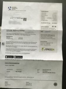 Beispiel einer Rechnung/Mahnung der Stockholmer City-Maut